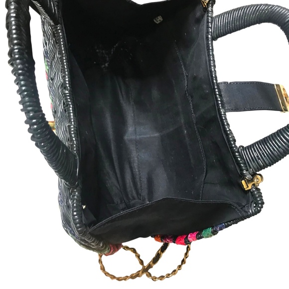 Vintage Woven Mini Top Handle Bag with Gold Chain Strap - Picture 10 of 15